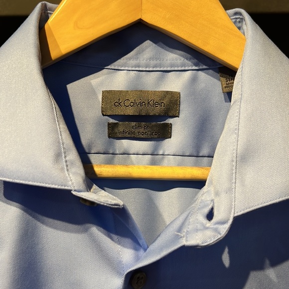 CK Calvin Klein light blue button down size 16 slim fit no iron. Gorgeous NWOT - Picture 2 of 6